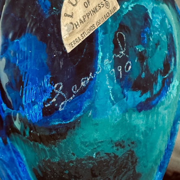 Leo Ward 1990 Double Bluebird of Happiness Glass Figurine Terra Studios 5x3 Inch - Picture 5 of 8